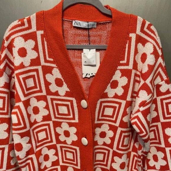 RETRO KNIT JACQUARD FLORAL CARDIGAN - Picture 8 of 16